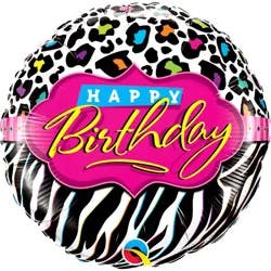 Birthday Leopard Zebra Patterns foil balloon