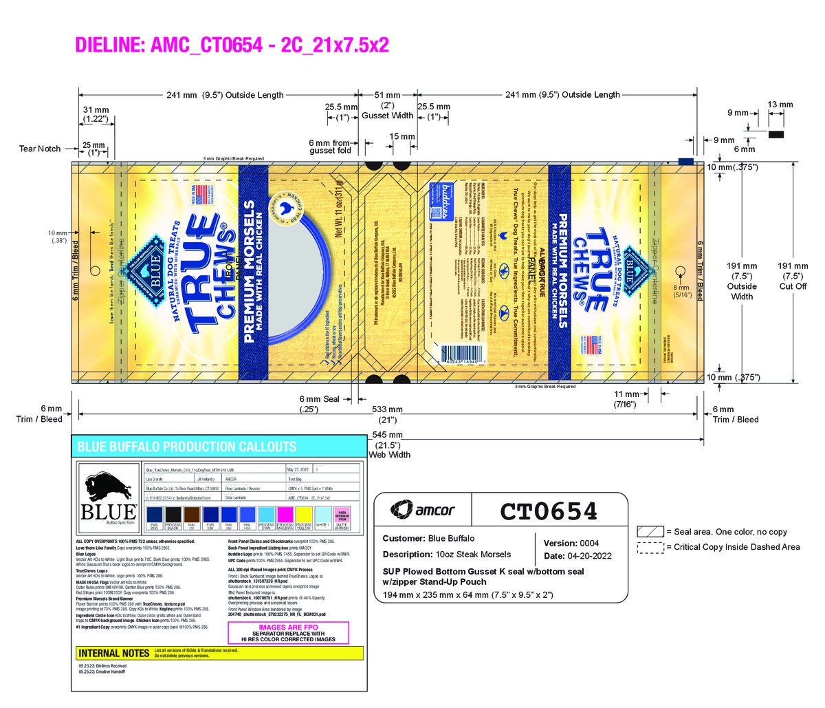 slide 6 of 10, Blue Buffalo True Chews Premium Morsels Natural Dog Treats, Chicken 11 oz bag, 11 oz