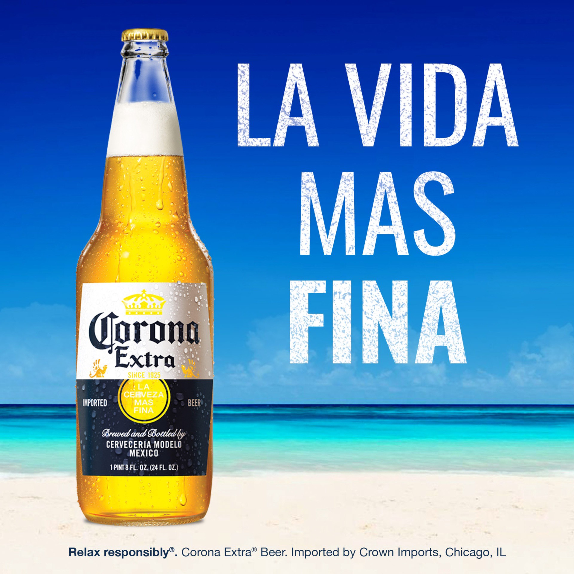 slide 2 of 7, Corona Extra Mexican Lager Import Beer, 24 fl oz Bottle, 4.6% ABV, 24 fl oz