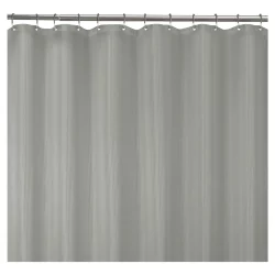 Zenna Home Waterproof Striped Fabric Shower Curtain or Liner, Grey