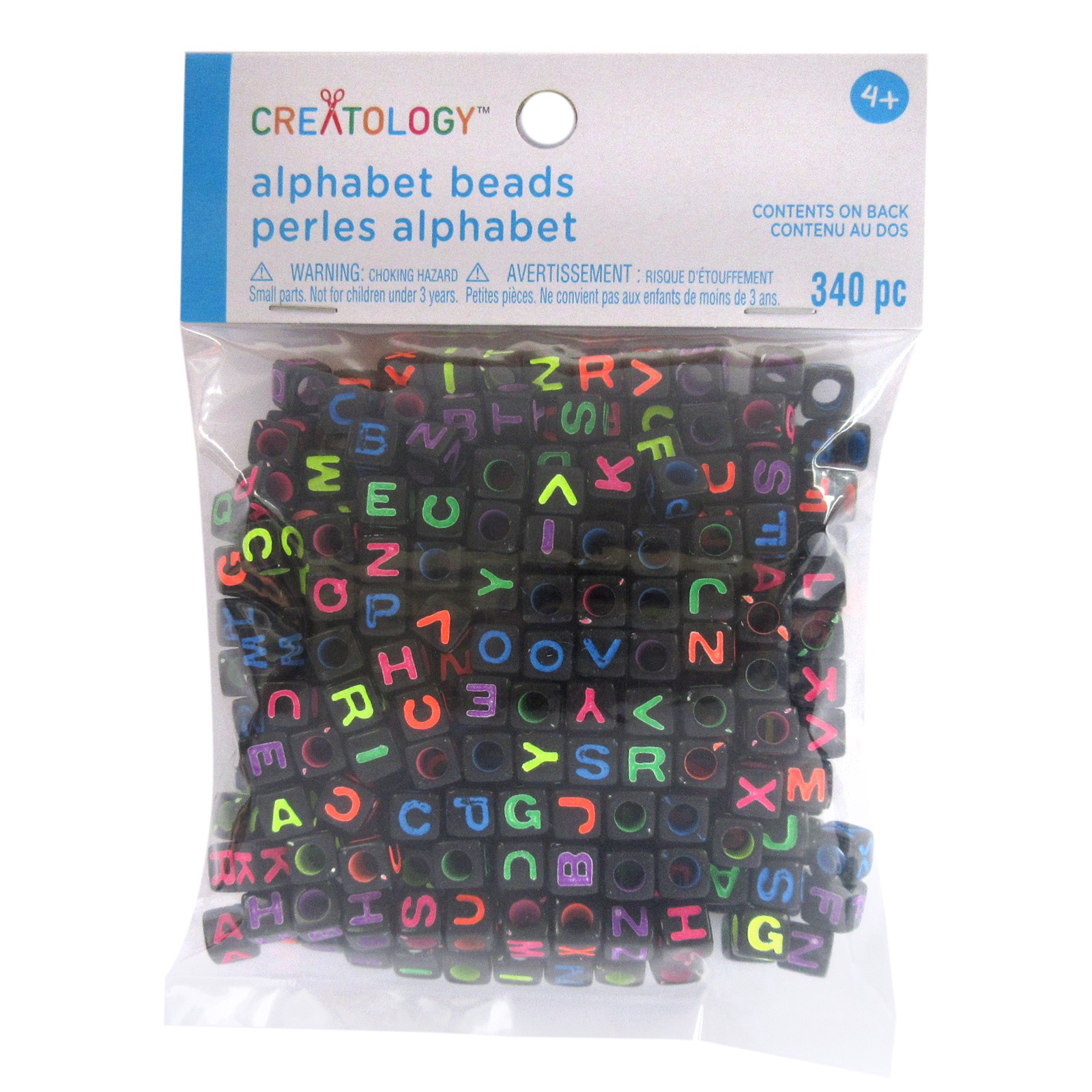 slide 4 of 4, Neon & Black Alphabet Square Beads By Creatology, 6 mm
