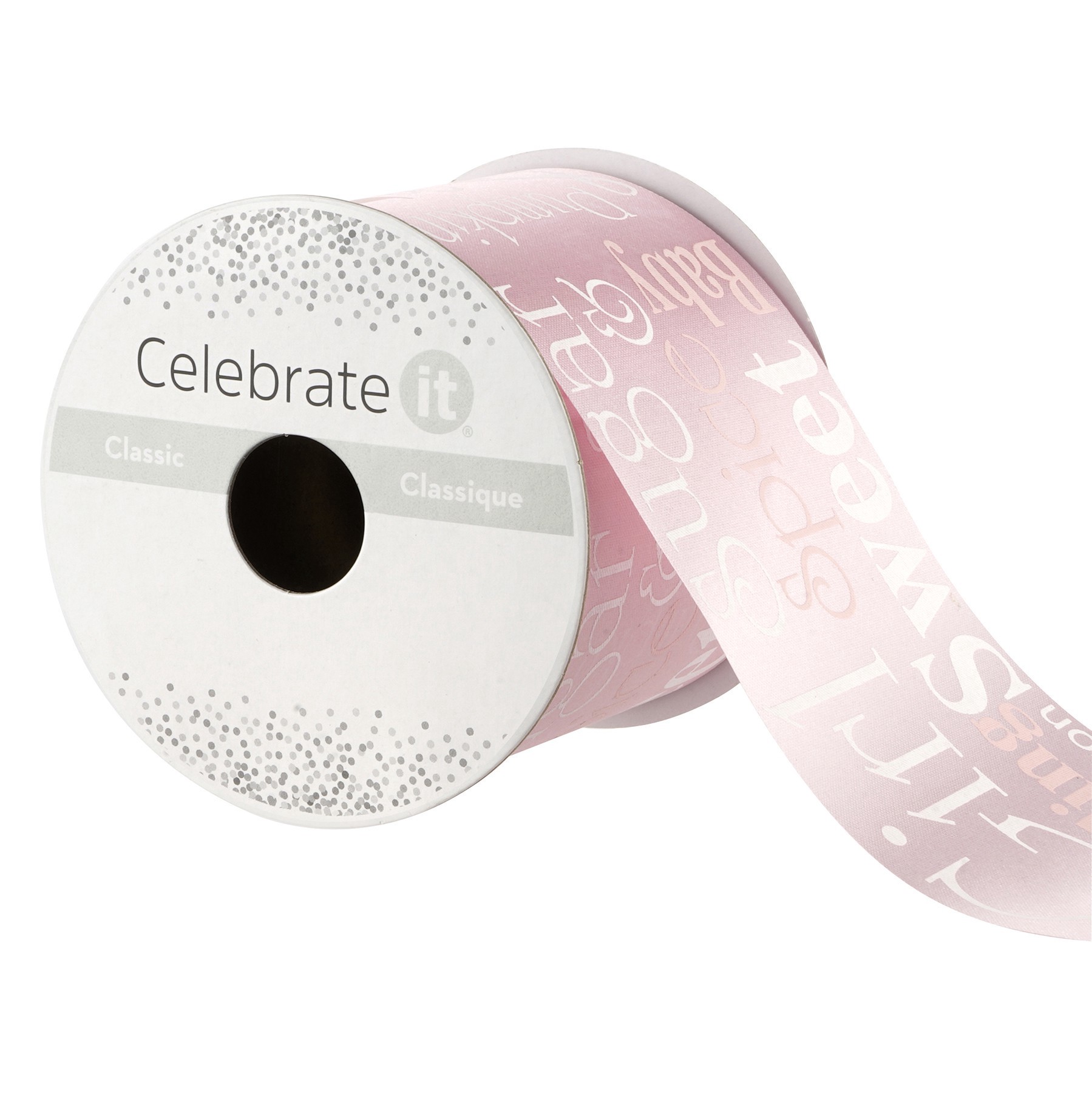 slide 2 of 4, 2.5'' X 5 Yd. It's A Girl Satin Ribbon By Celebrate It, 2.5 in x 5 yd