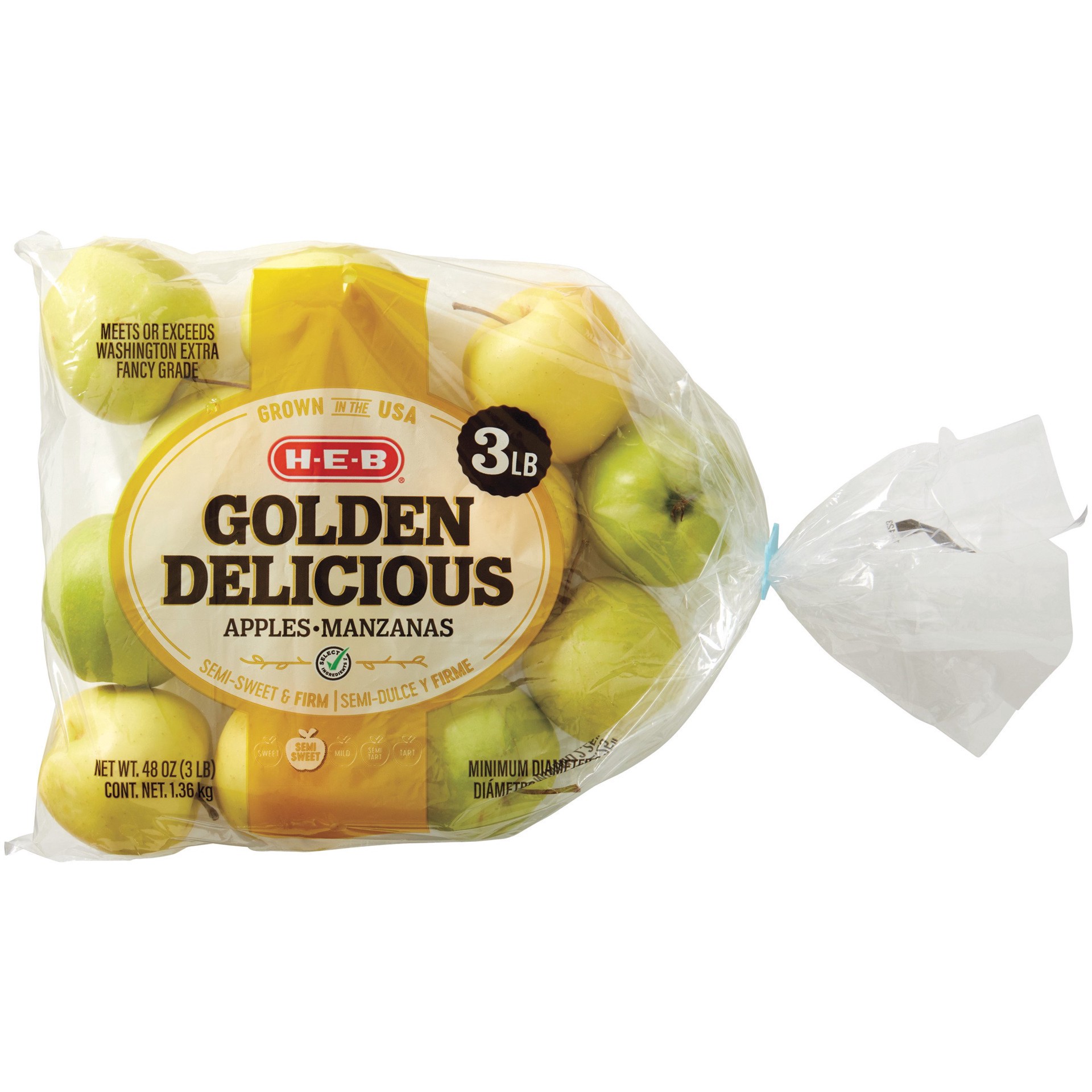 slide 1 of 1, H-E-B Fresh Golden Delicious Apples, 3 lb
