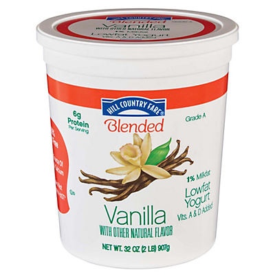 slide 1 of 1, Hill Country Fare Blended Low Fat Vanilla Yogurt, 32 oz