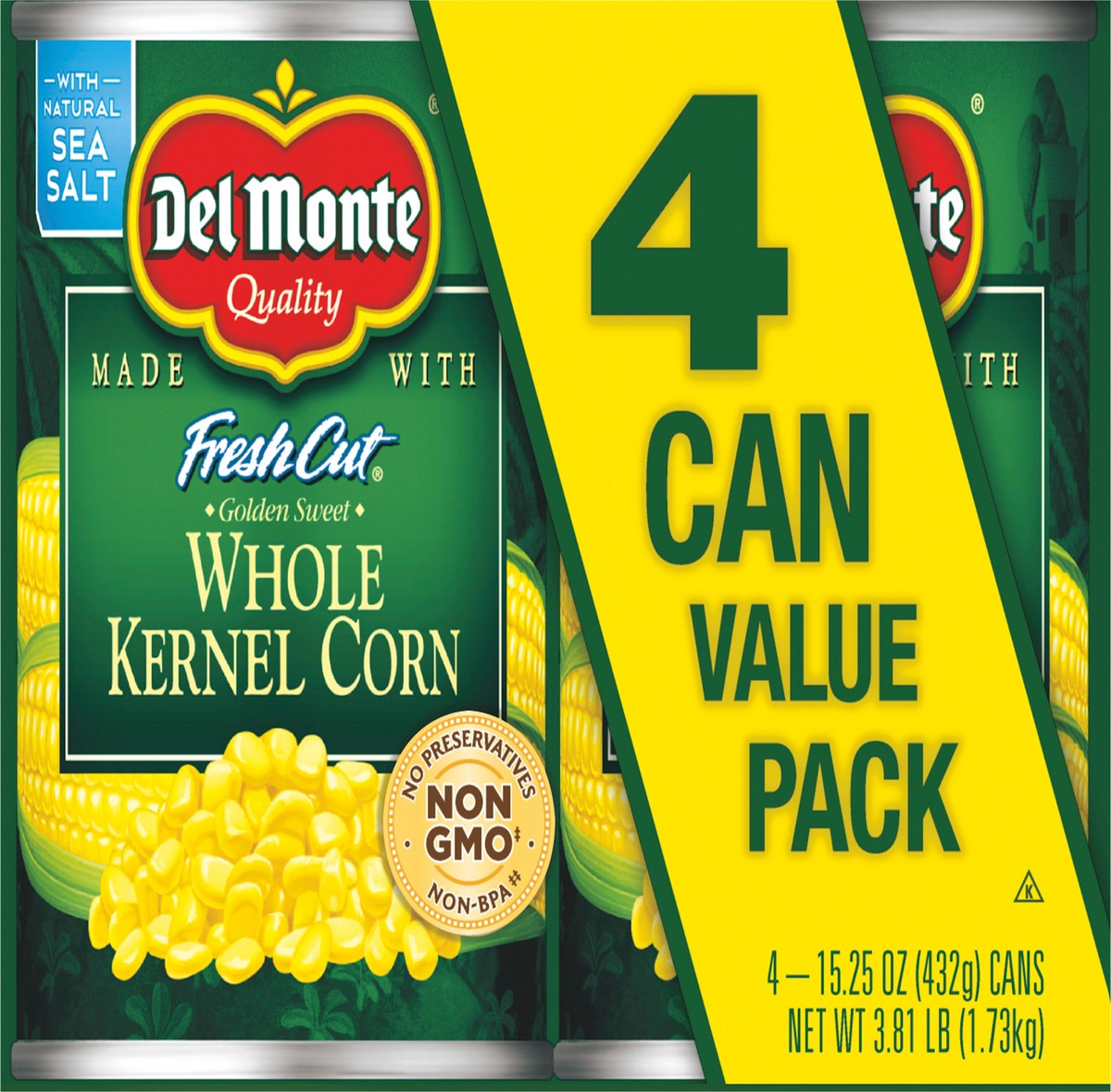 slide 3 of 3, Del Monte Whole Kernel Corn, 4 ct; 15.25 oz