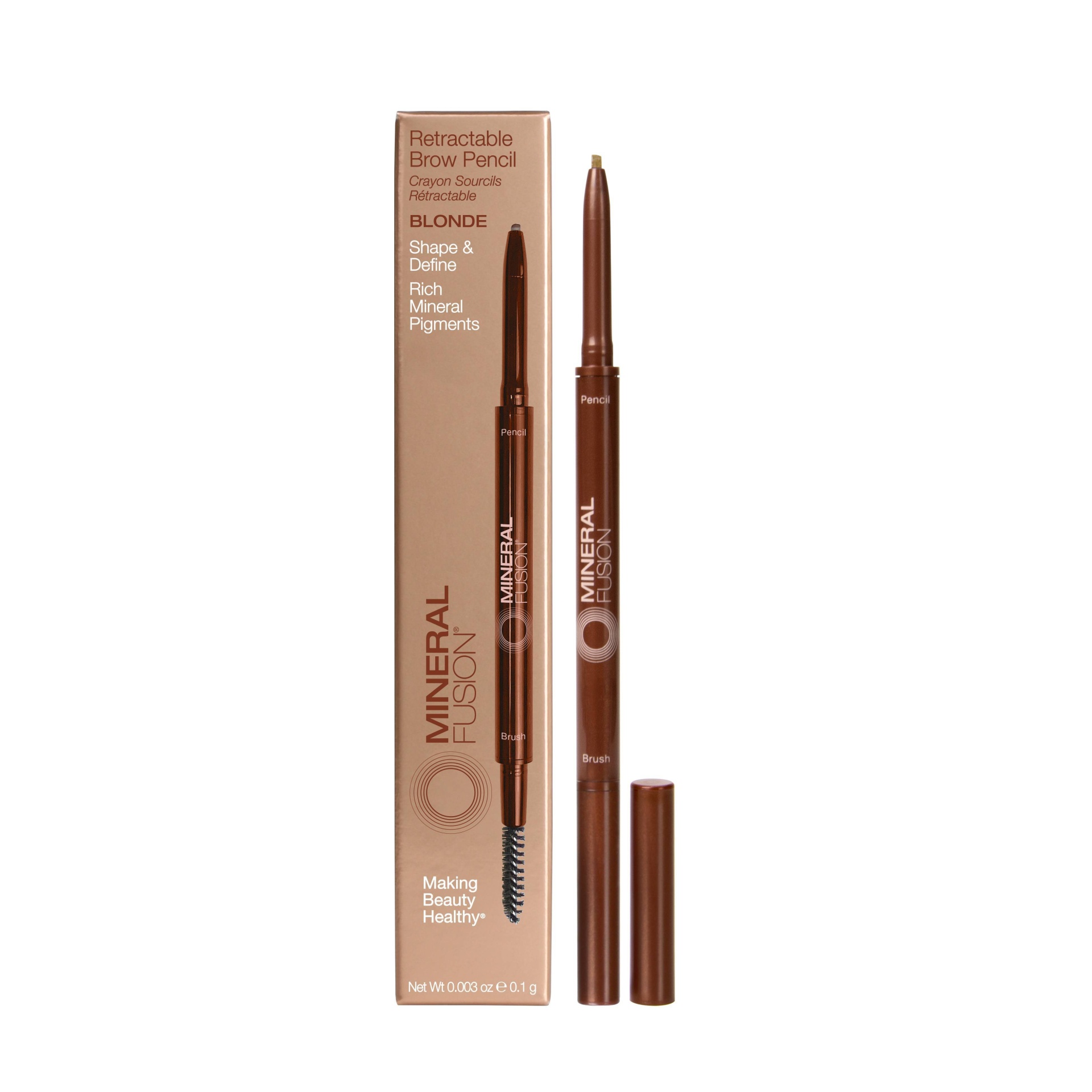 slide 1 of 6, Mineral Fusion Retractable Brow Pencil, Blonde, 1 ct