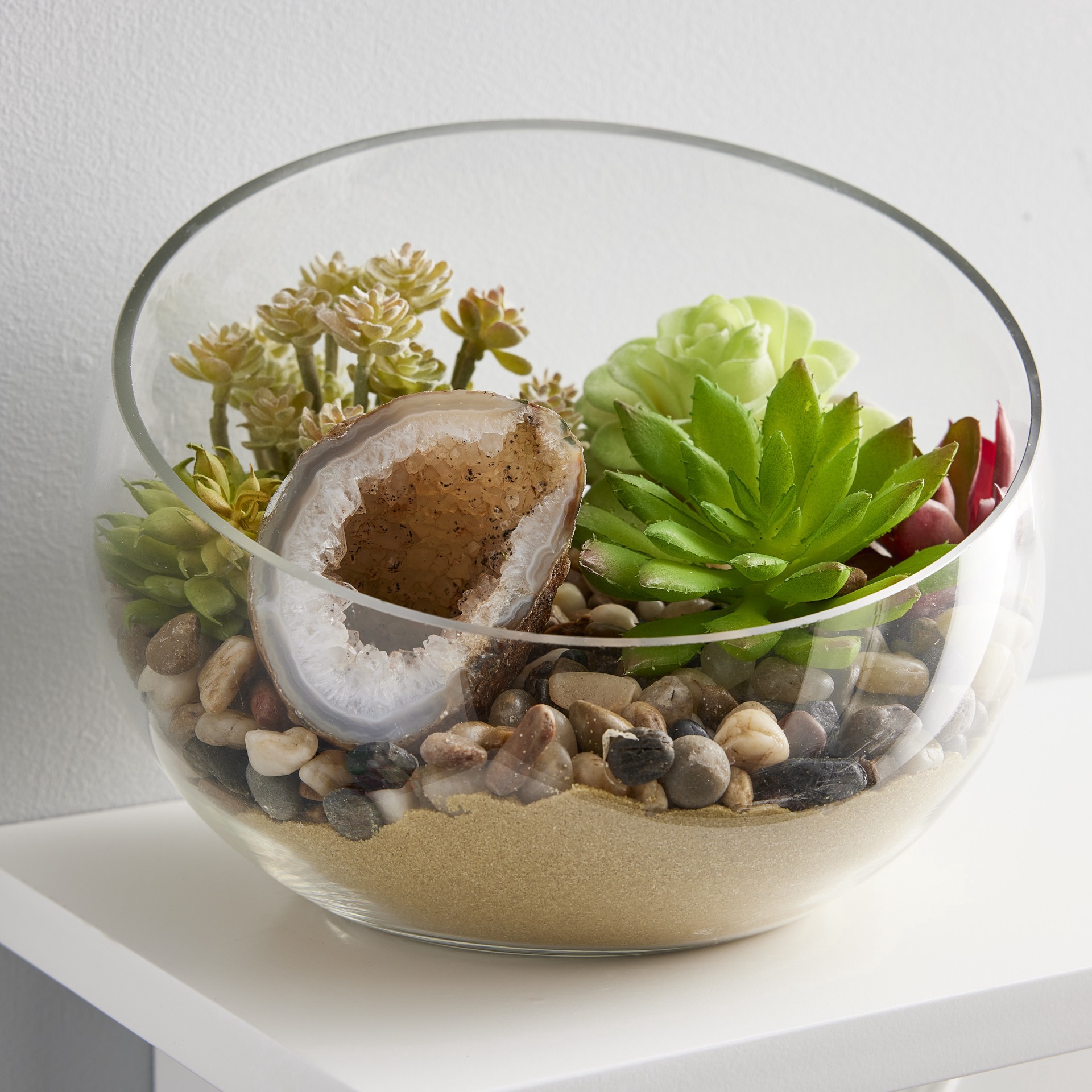 slide 2 of 3, 3" Crystal Quartz Geode, 3 in x 1 in x 3 in