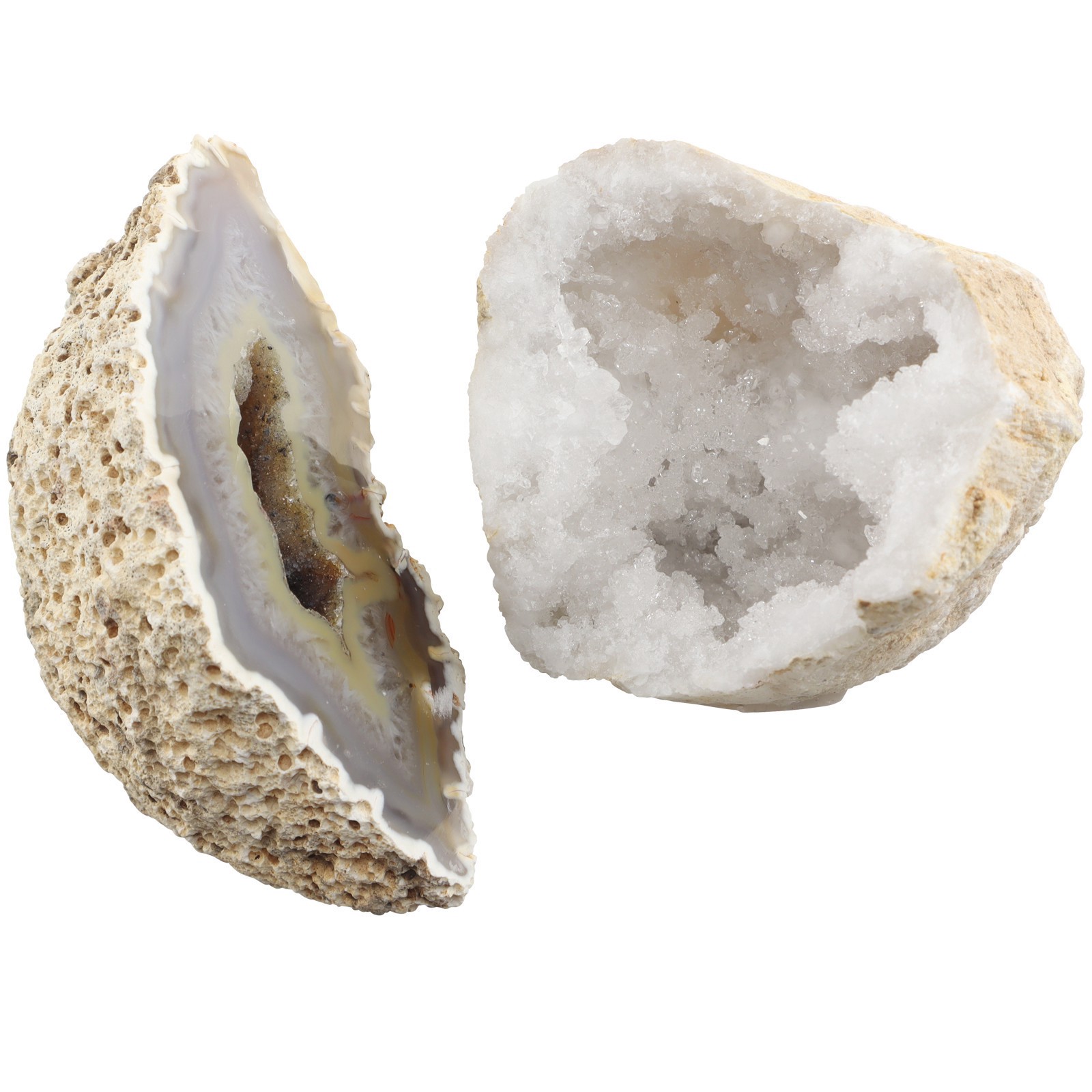 slide 3 of 3, 3" Crystal Quartz Geode, 3 in x 1 in x 3 in