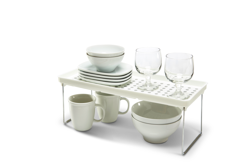 slide 4 of 6, Madesmart Dots Large Stacking Cabinet Shelf In White/Grey, 1 ct