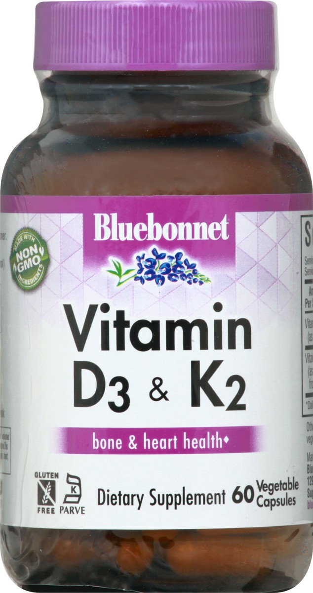 slide 6 of 9, Bluebonnet Nutrition Vegetable Capsules Vitamin D3 & K2 60 ea, 60 ct