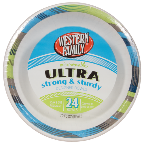 slide 1 of 1, Western Family Bowls Paper Ultra Desgn, 24 ct