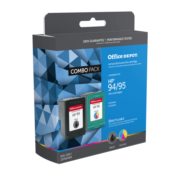 slide 1 of 1, Office Depot Brand Od9495 Remanufactured Ink Cartridge Replacement For Hp 94/95 Black/Tricolor, Pack Of 2, 2 ct