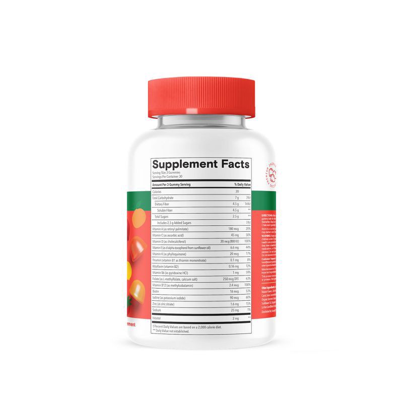 slide 6 of 9, SmartyPants Kids Plus Strawberry, Orange & Lemon Flavor Multi & Fiber 90 Gummies, 90 ct