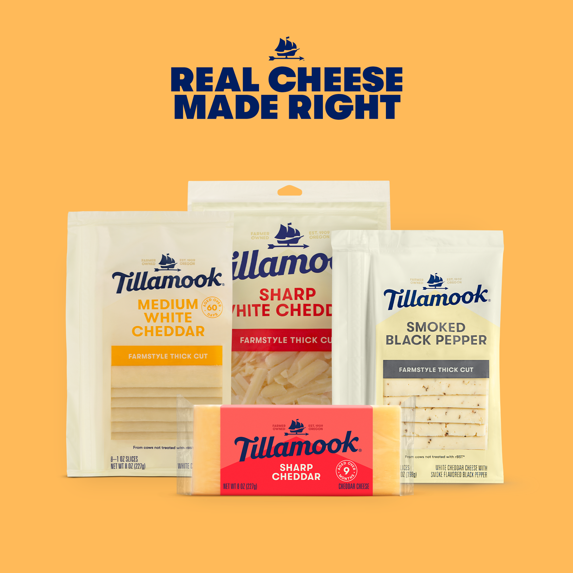 slide 6 of 6, Tillamook Farmstyle Thick Cut Smoked Black Pepper Cheese Slices, 7oz, 7ct, 198 gram