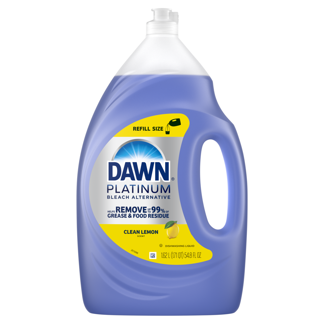 slide 1 of 29, Dawn Platinum Bleach Alternative Dish Soap, Dishwashing Liquid, Clean Lemon, 54.8 fl oz