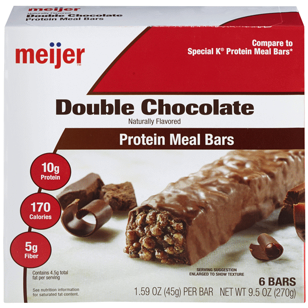 slide 1 of 1, Meijer Double Chocolate Protein Meal Bar, 6 ct