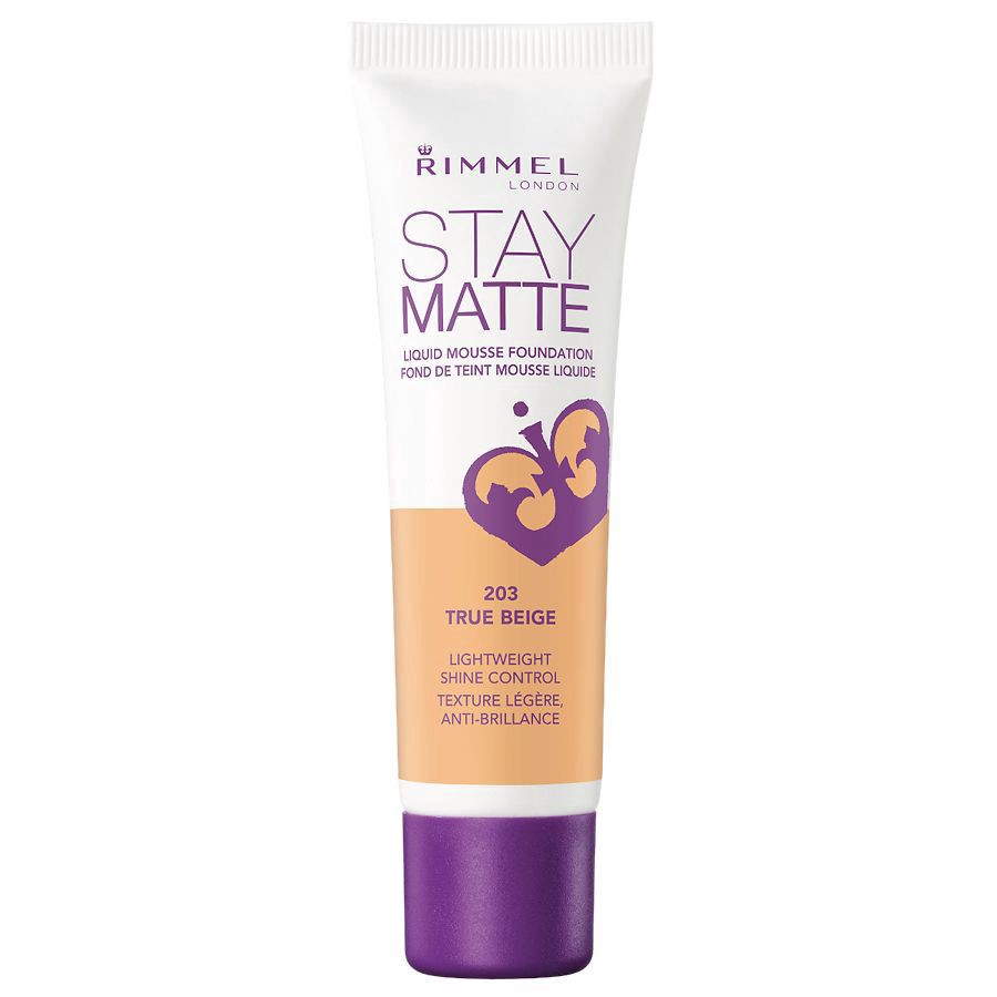 slide 1 of 1, COTY RIMMEL LONDON Rimmel London Stay Matte Liquid Mousse - 203 True Beige - Foundation, Lightweight, Shine Control, Oil-Free, 1oz, 30 ml