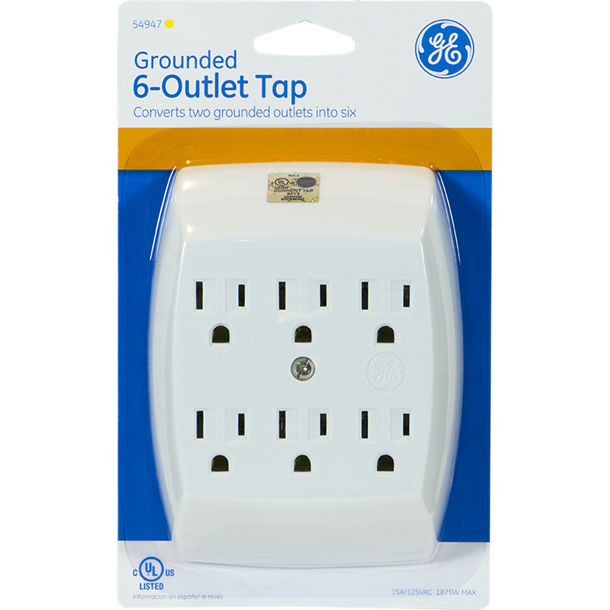 slide 1 of 5, General Electric Grounded 6-Outlet Tap, White, 1 ct