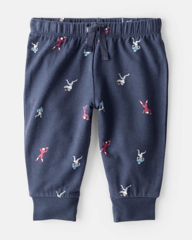 slide 4 of 4, Carter's Carters Baby Boy 2-Piece Football Print PurelySoft Long-Sleeve Tee & Pant Set - Blue Blue 24M, 2 pc