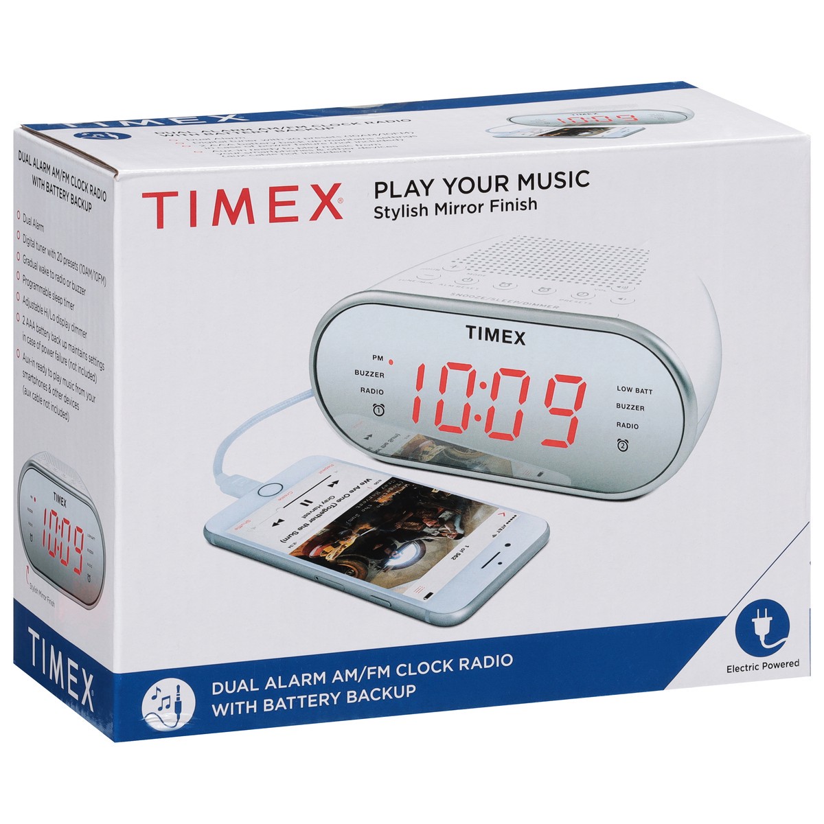 slide 2 of 9, Timex AM/FM Dual Alarm Clock Radio White, 1 ct