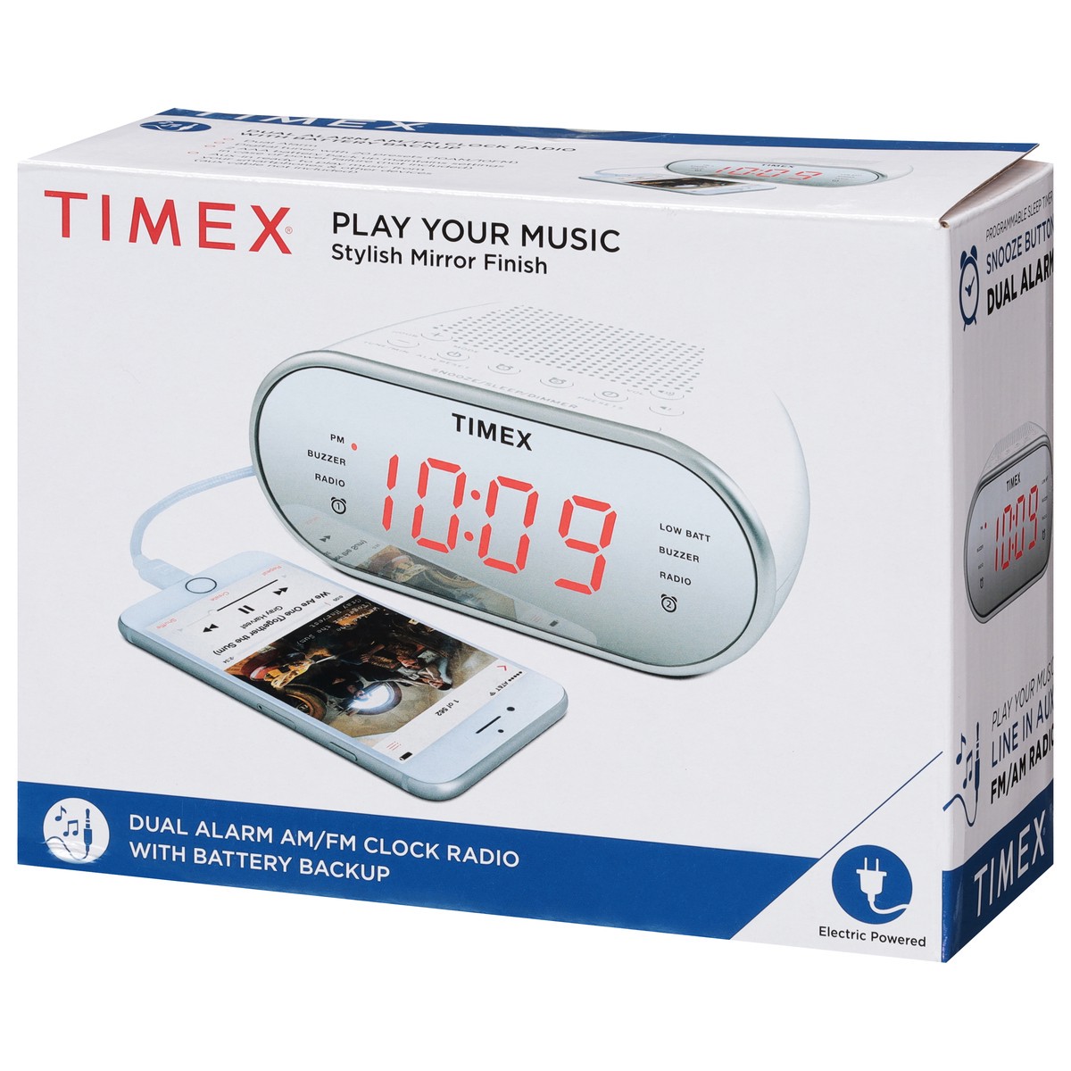 slide 3 of 9, Timex AM/FM Dual Alarm Clock Radio White, 1 ct