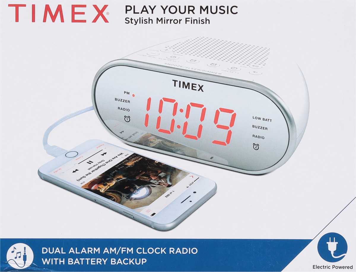 slide 6 of 9, Timex AM/FM Dual Alarm Clock Radio White, 1 ct