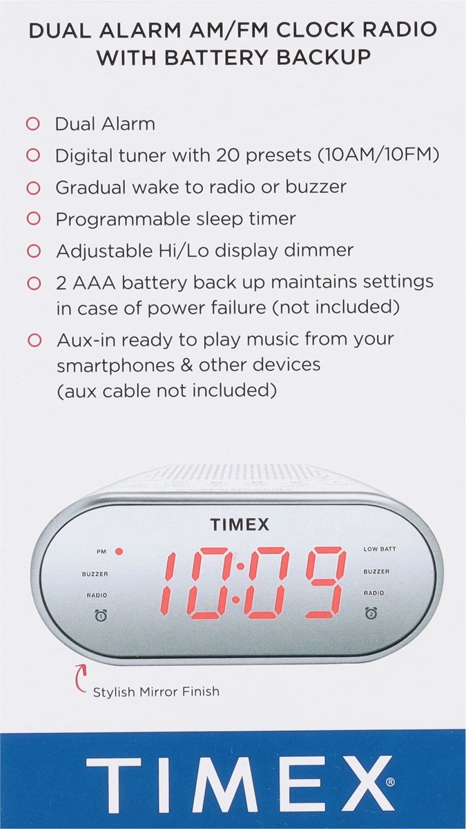 slide 7 of 9, Timex AM/FM Dual Alarm Clock Radio White, 1 ct