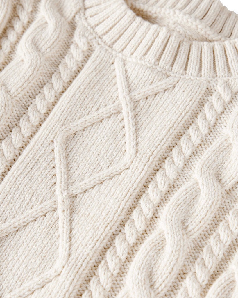 slide 2 of 3, Littleplanet Toddler Organic Cotton Cable Knit Sweater Whitecap Cream 5T, 1 ct