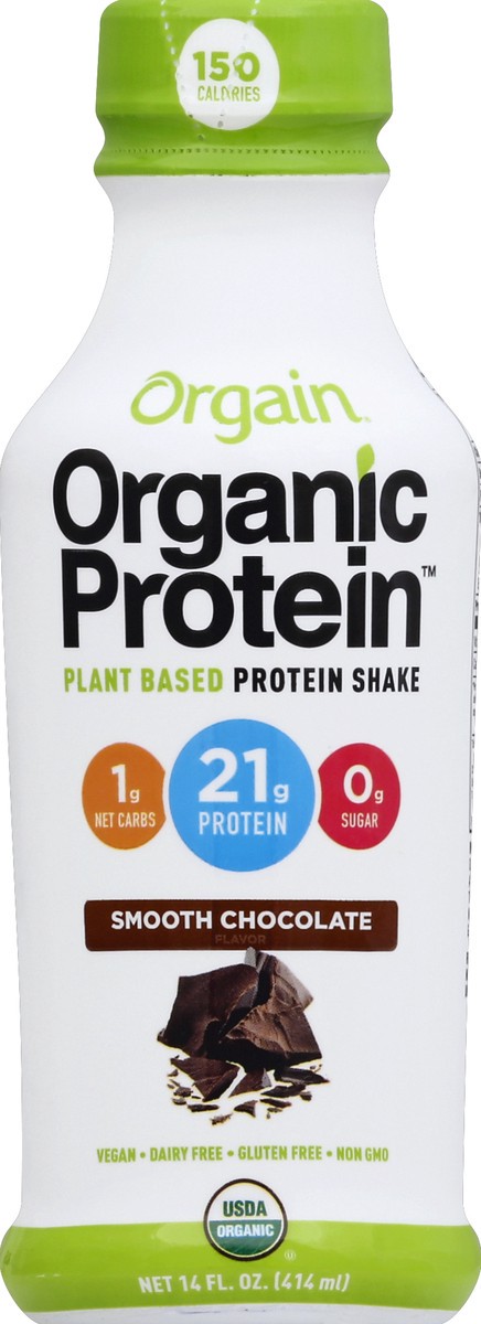 slide 4 of 4, Orgain Organic Chocolate Protein Shake, 14 fl oz