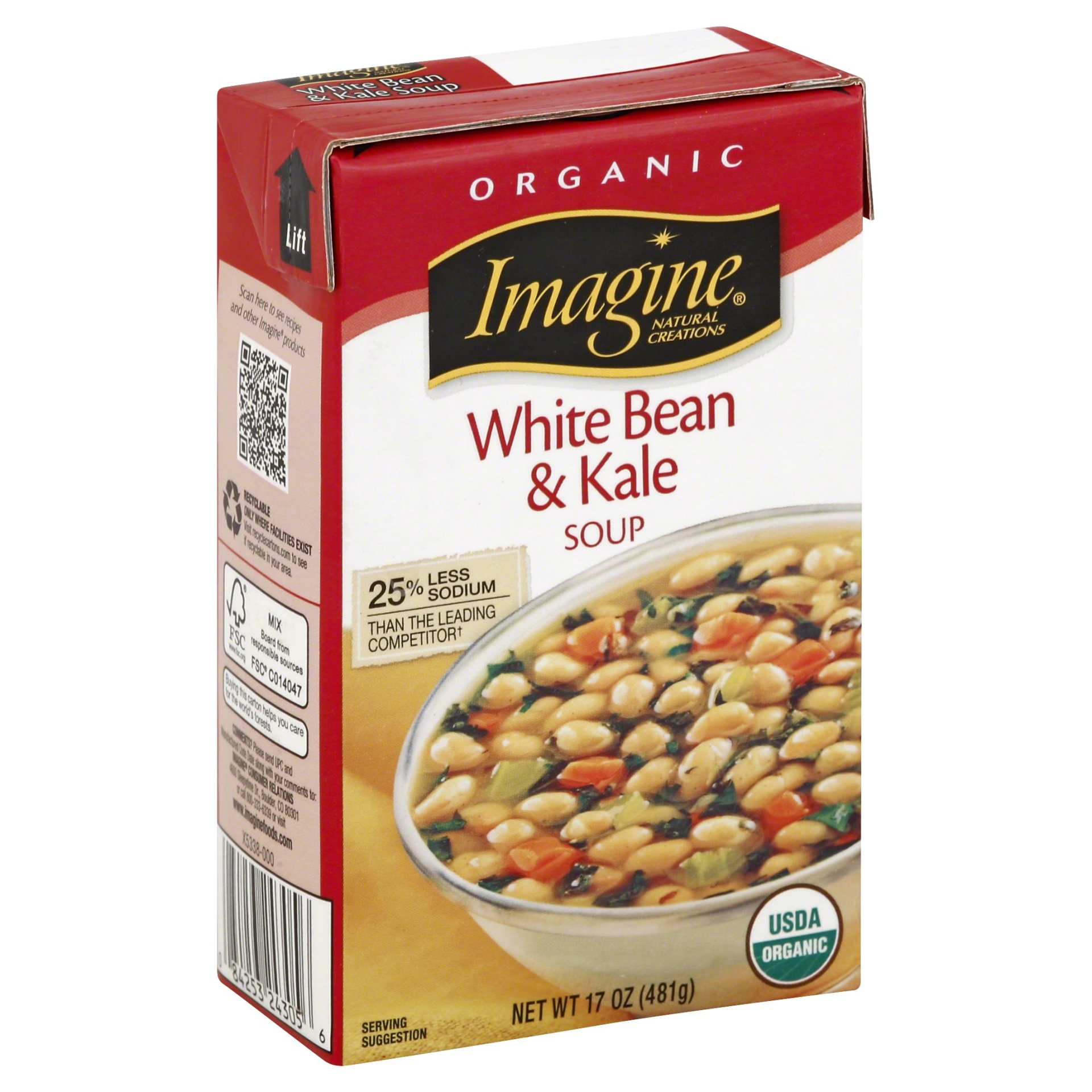slide 1 of 7, Imagine Tuscan White Bean and Kale Soup, 17 fl oz