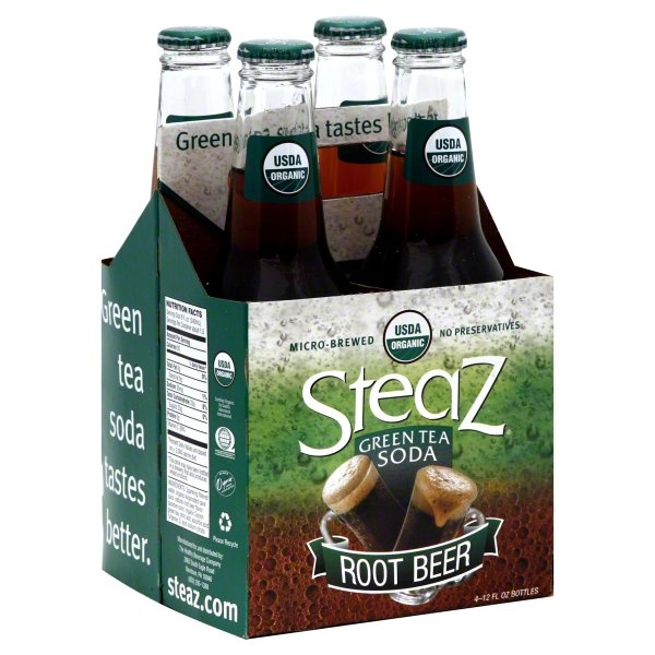 slide 1 of 1, Steaz Green Tea Soda, Root Beer, 1 ct