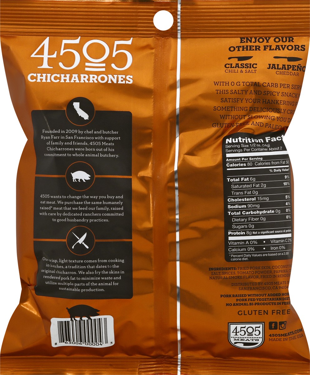 slide 9 of 12, 4505 Meats Chicharrones BBQ Seasoned Fried Pork Rinds - 1.1 oz, 1.1 oz
