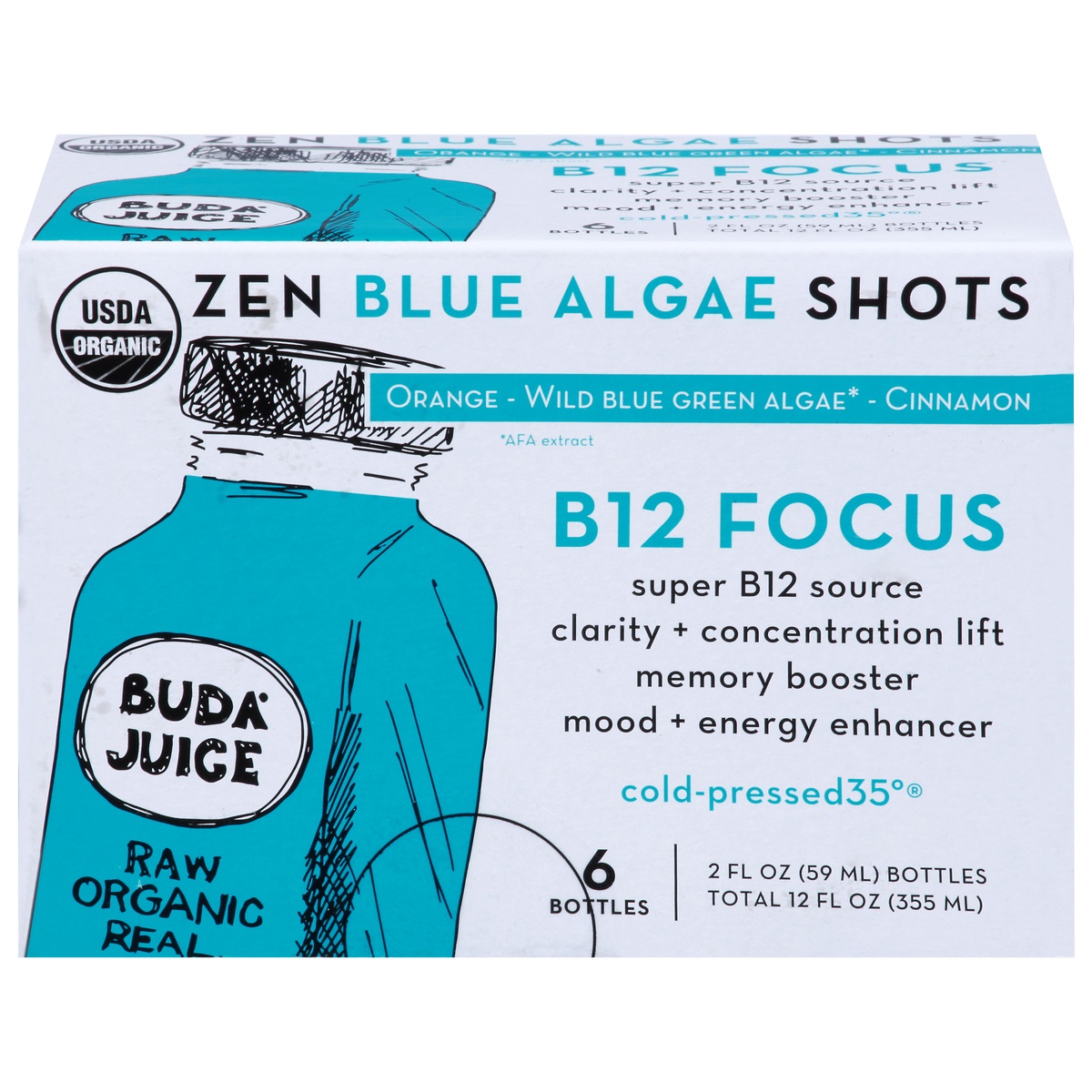 slide 1 of 1, Buda Juice Assorted Zen Blue Algae Shots Bottle - 6 ct, 6 ct