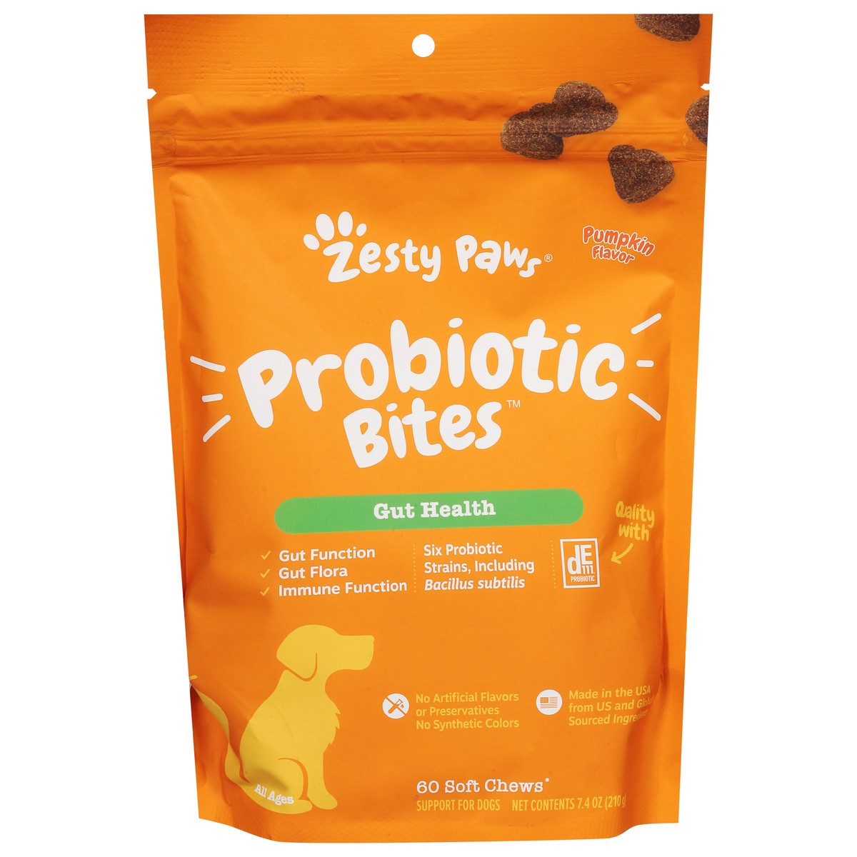 slide 1 of 4, Zesty Paws Gut Health Pumpkin Flavor Probiotic Bites - 60 ct, 60 ct