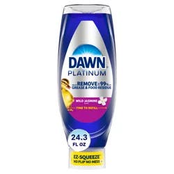 Dawn Platinum EZ-Squeeze Dish Soap Liquid, Dishwashing Liquid, Grease Removal, Wild Jasmine, 18oz