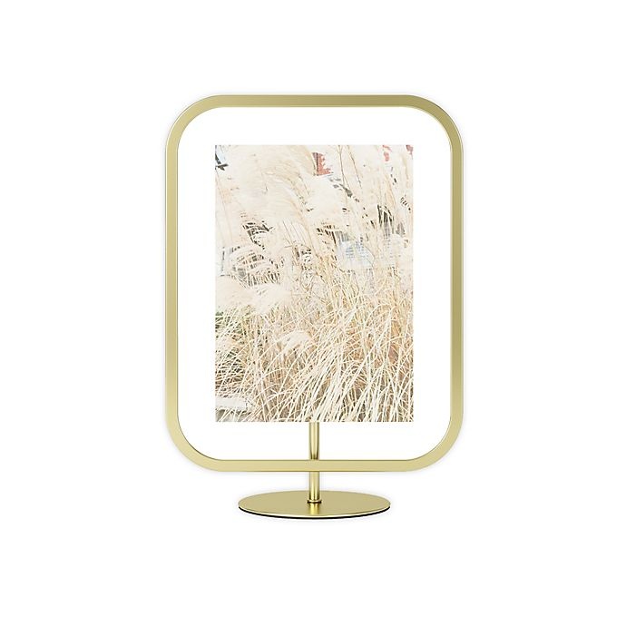 slide 1 of 3, Umbra Infinity Square Picture Frame - Matte Brass, 5 in x 7 in