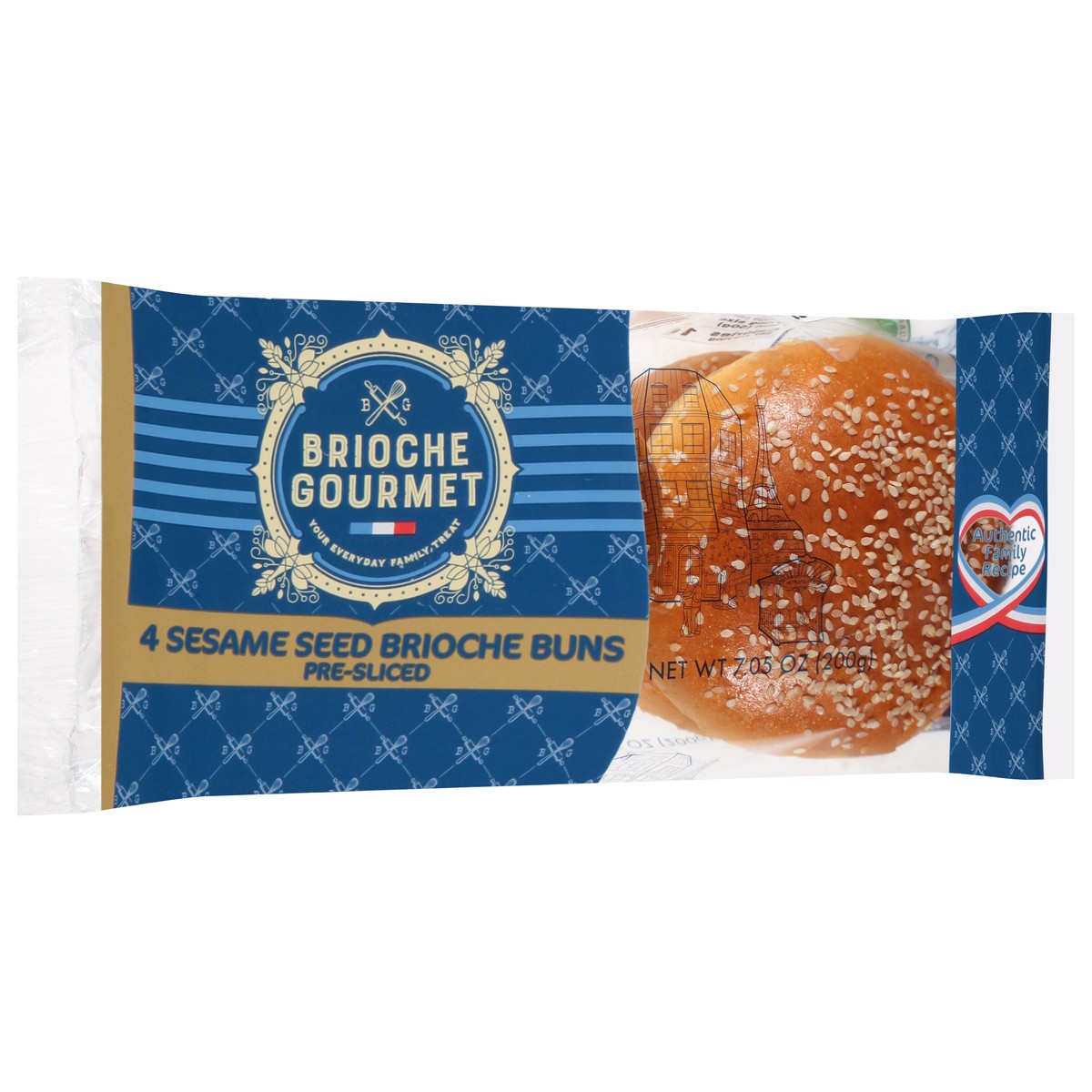 slide 6 of 13, Brioche Gourmet Pre-Sliced Sesame Seed Brioche Buns 4 ea, 4 ct