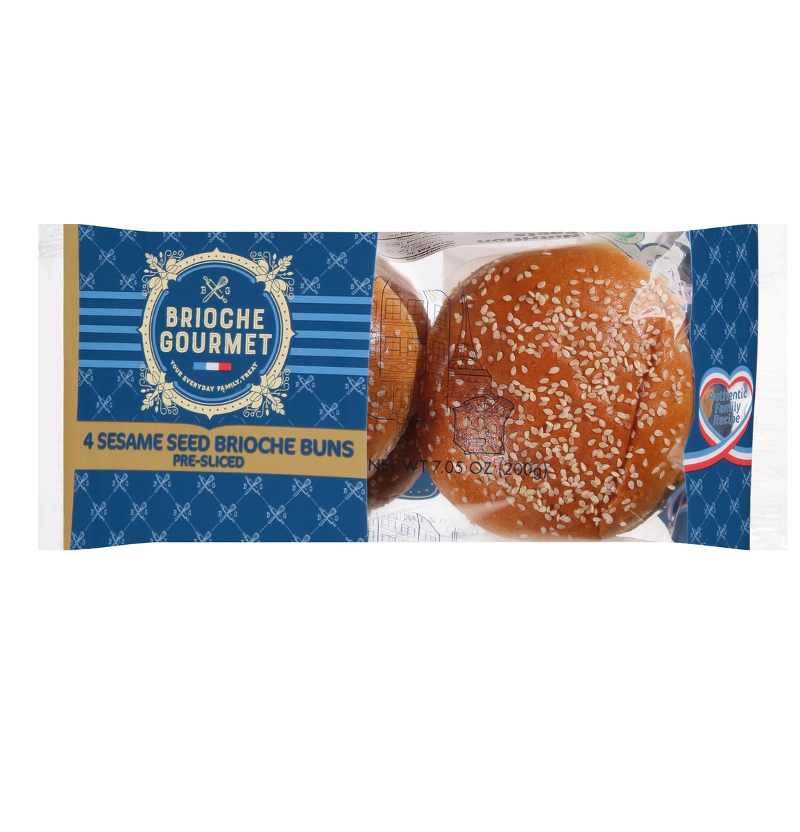 slide 1 of 13, Brioche Gourmet Pre-Sliced Sesame Seed Brioche Buns 4 ea, 4 ct