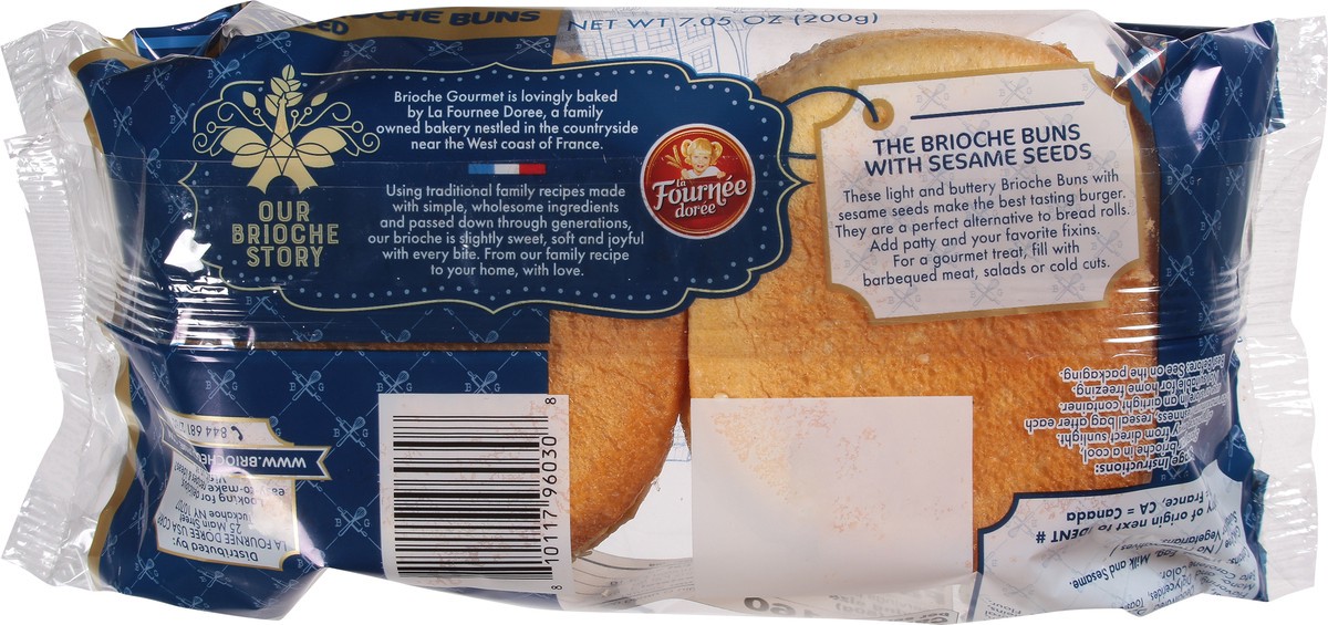 slide 7 of 13, Brioche Gourmet Pre-Sliced Sesame Seed Brioche Buns 4 ea, 4 ct