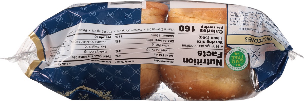 slide 12 of 13, Brioche Gourmet Pre-Sliced Sesame Seed Brioche Buns 4 ea, 4 ct