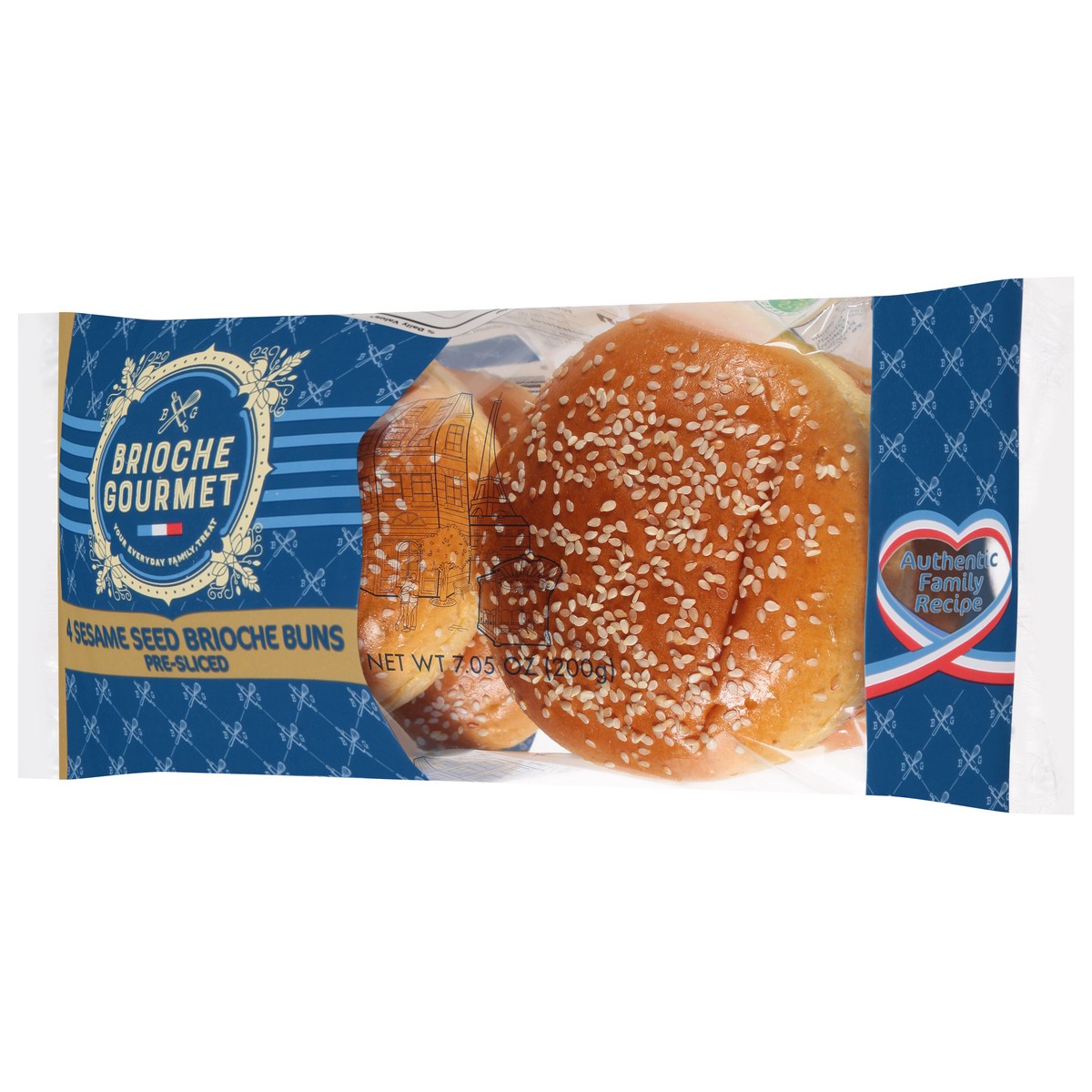 slide 8 of 13, Brioche Gourmet Pre-Sliced Sesame Seed Brioche Buns 4 ea, 4 ct