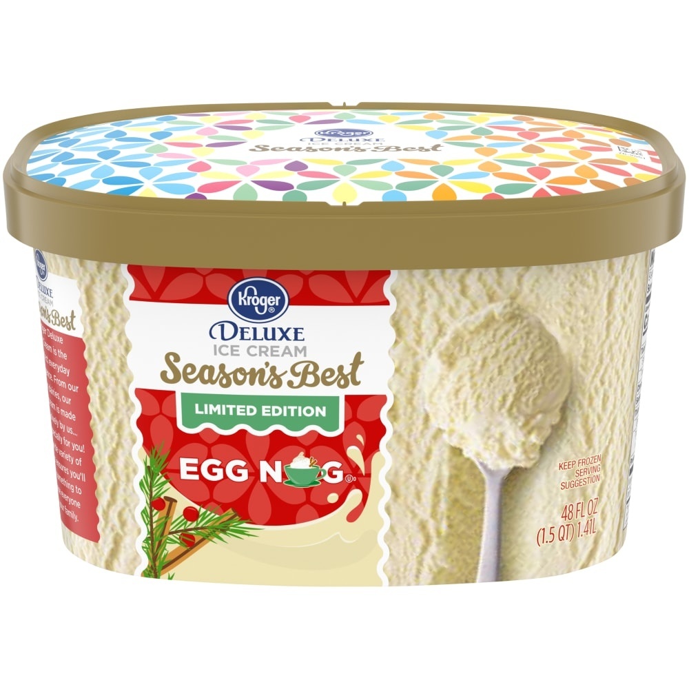 slide 1 of 1, Kroger Deluxe Season's Best Egg Nog Ice Cream, 48 fl oz