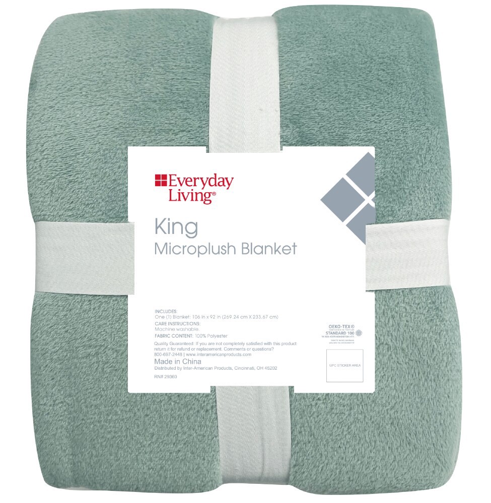 slide 1 of 1, Everyday Living Green Plush Blanket, King Size