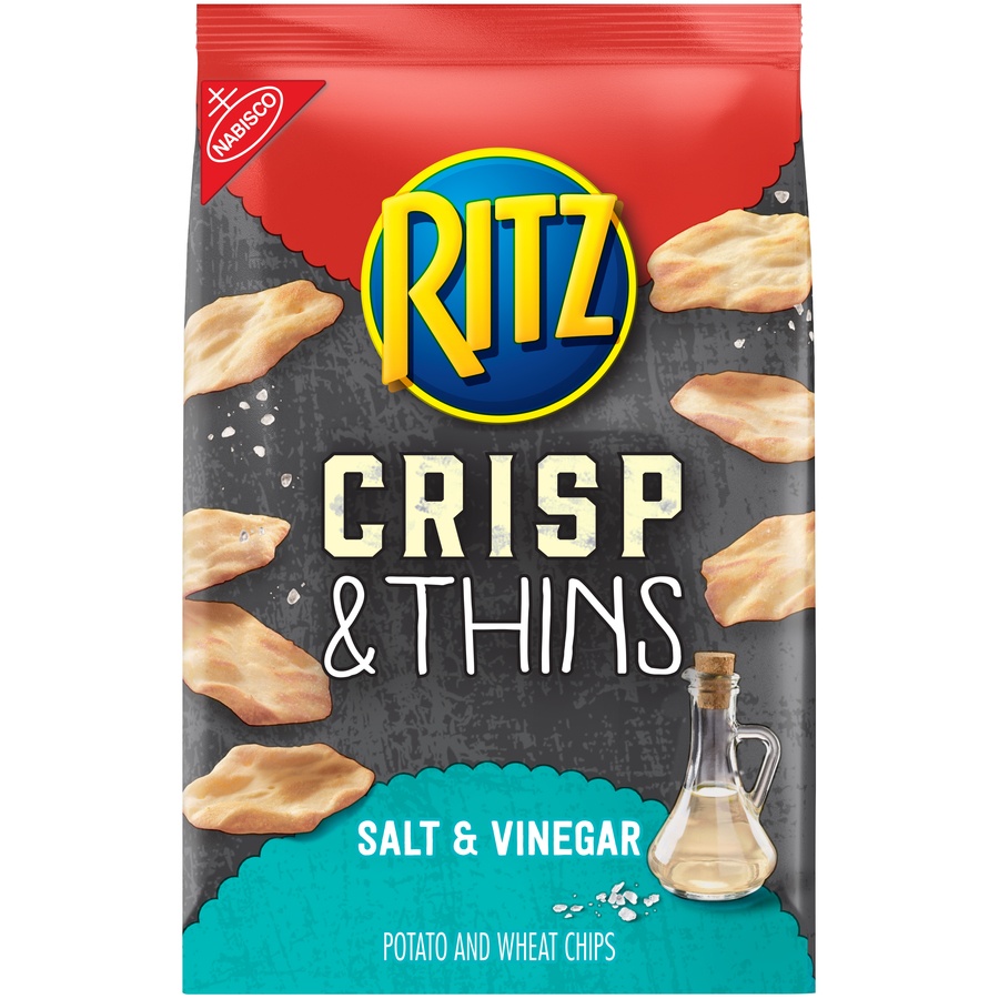 slide 2 of 9, Ritz Crisp & Thins Salt & Vinegar Chips, 7.1 oz