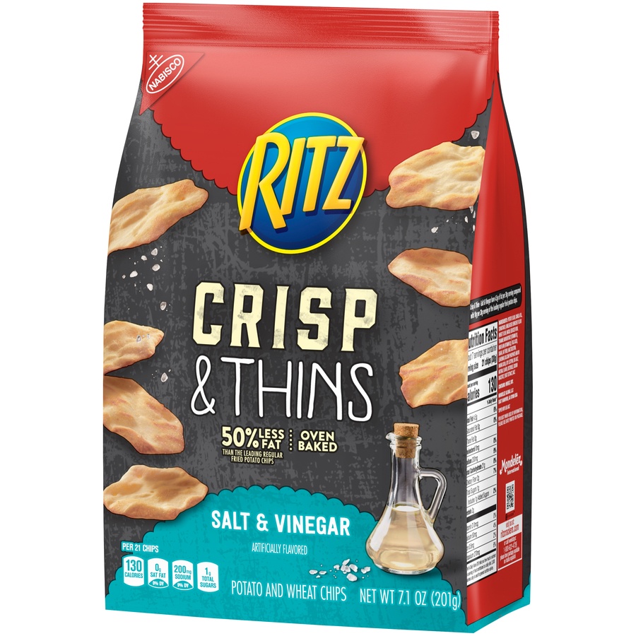slide 4 of 9, Ritz Crisp & Thins Salt & Vinegar Chips, 7.1 oz