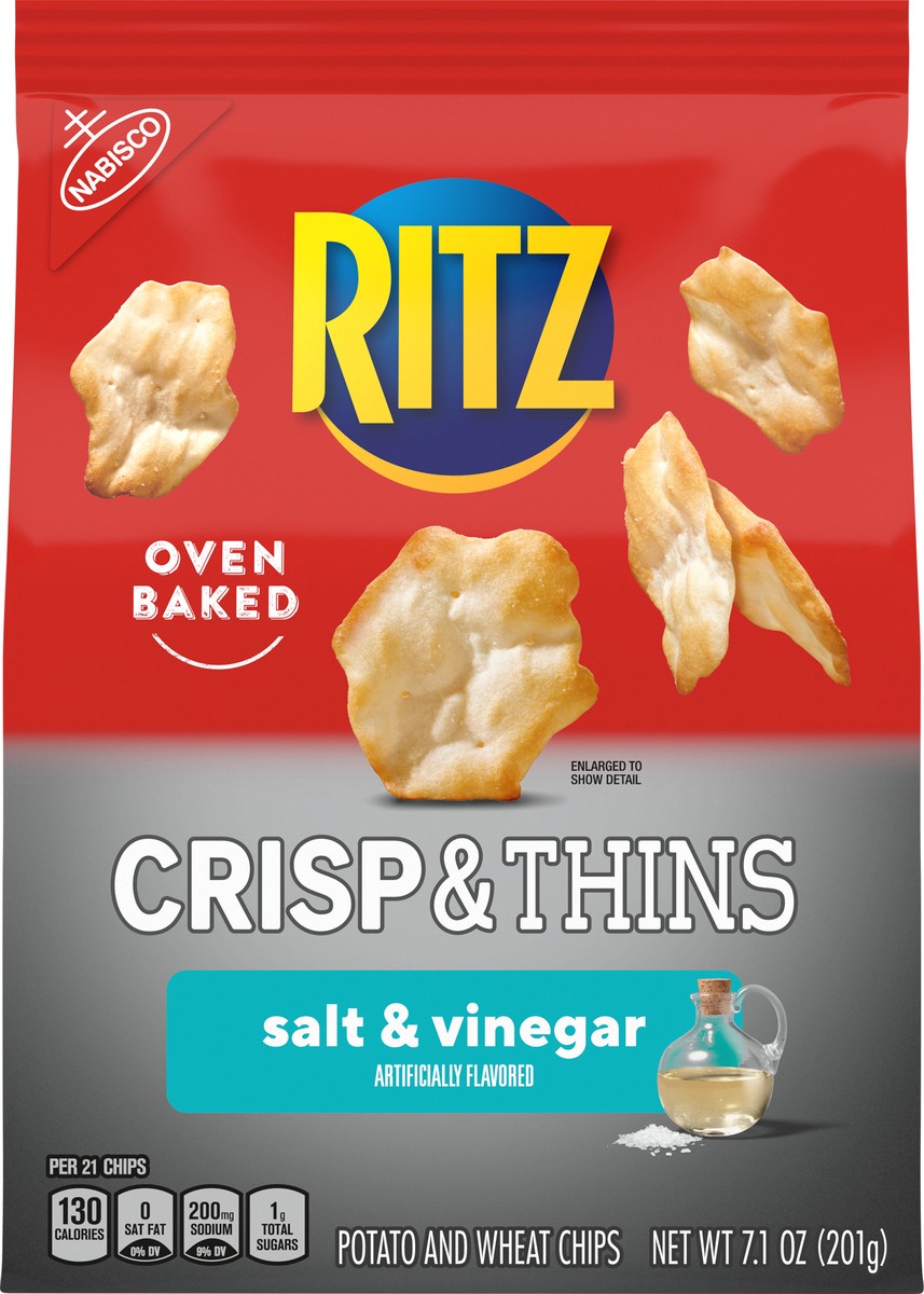 slide 4 of 9, RITZ Crisp and Thins Salt and Vinegar Chips, 7.1 oz, 7.1 oz