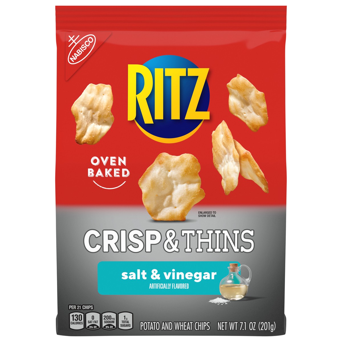 slide 1 of 9, Ritz Crisp & Thins Oven Baked Salt & Vinegar Potato and Wheat Chips 7.1 oz, 7.1 oz