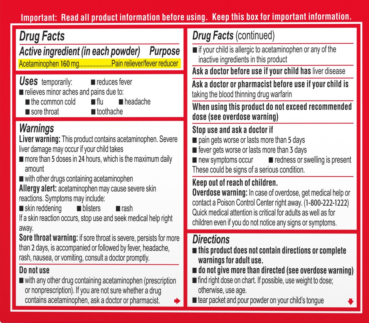 slide 6 of 7, Tylenol Children's Pain + Fever Wild Berry Dissolve Packs, 18 ct