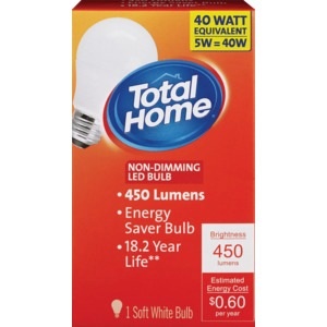 slide 1 of 1, Total Home Non-Dimming Led Bulb 40w, 1 ct