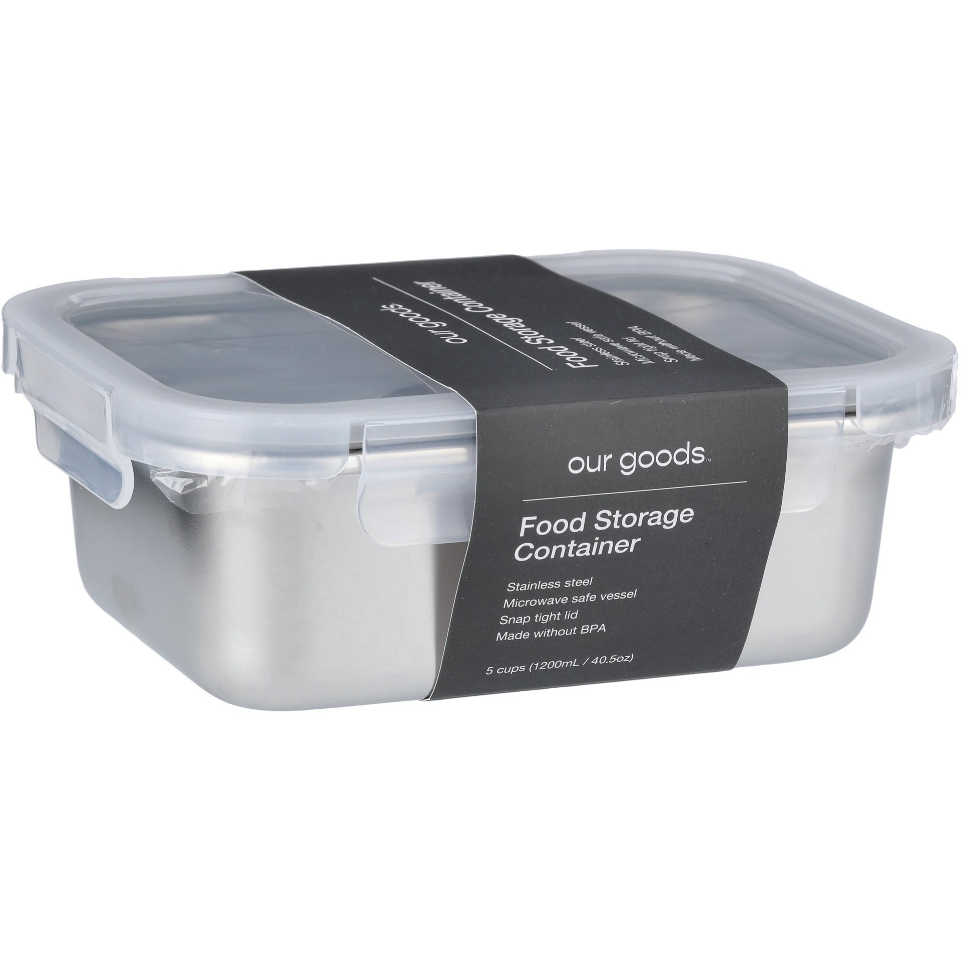 slide 1 of 1, our goods Rectangle Stainless Steel Food Storage Container - Gray, 5 cups